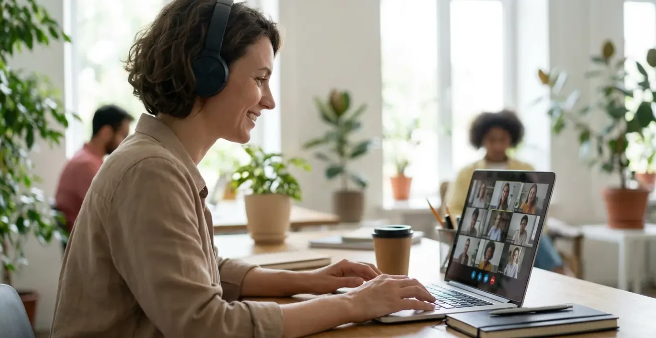 Professionnelle française en conversation visio pour formation anglais certifiante